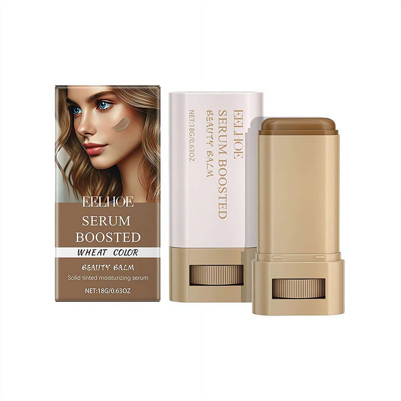 Foundation Stick, Hydrating Skin Tint with Hyaluronic Acid & Vitamin E Serum Boosted Beauty Balm, Solid Tinted Moisturizing Serum Contour Stick Foundation Face Stick for Women, Brightens - Image 1